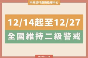 Read more about the article 持續維持疫情第二級警戒